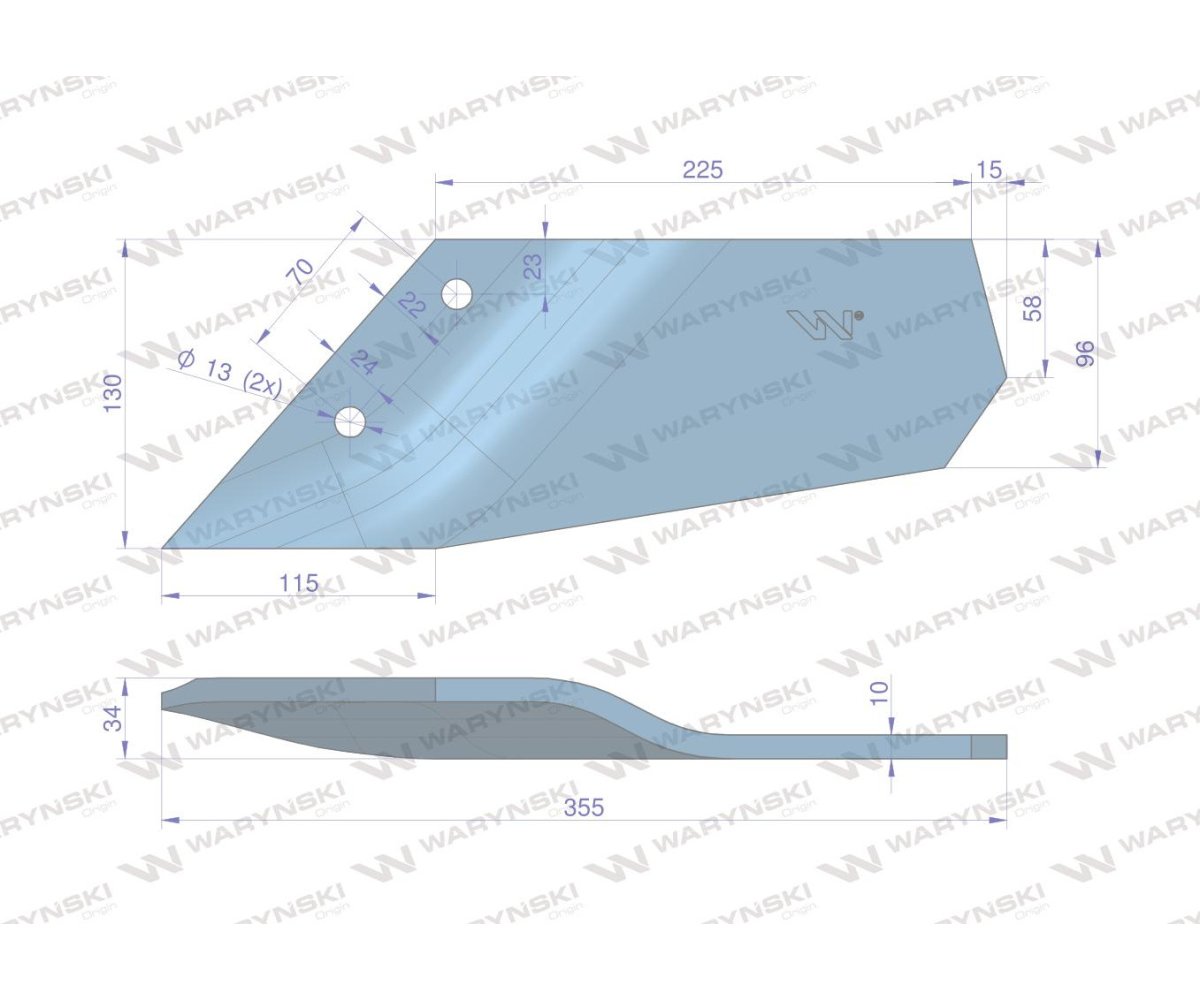 Lemiesz wygięty krótki prawy zastosowanie Lemken Smaragd Waryński