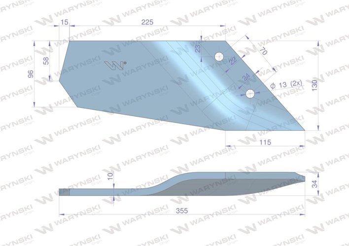 Lemiesz wygięty krótki lewy zastosowanie Lemken Smaragd Waryński
