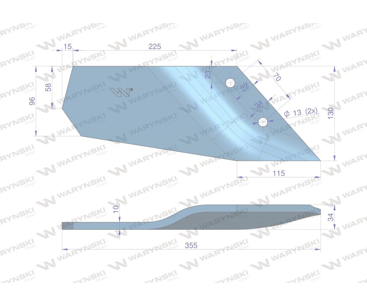 Lemiesz wygięty krótki lewy zastosowanie Lemken Smaragd Waryński