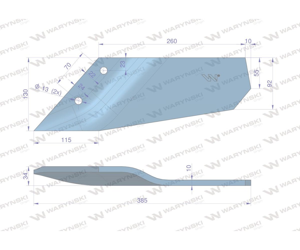 Lemiesz wygięty długi prawy zastosowanie Lemken Smaragd Waryński