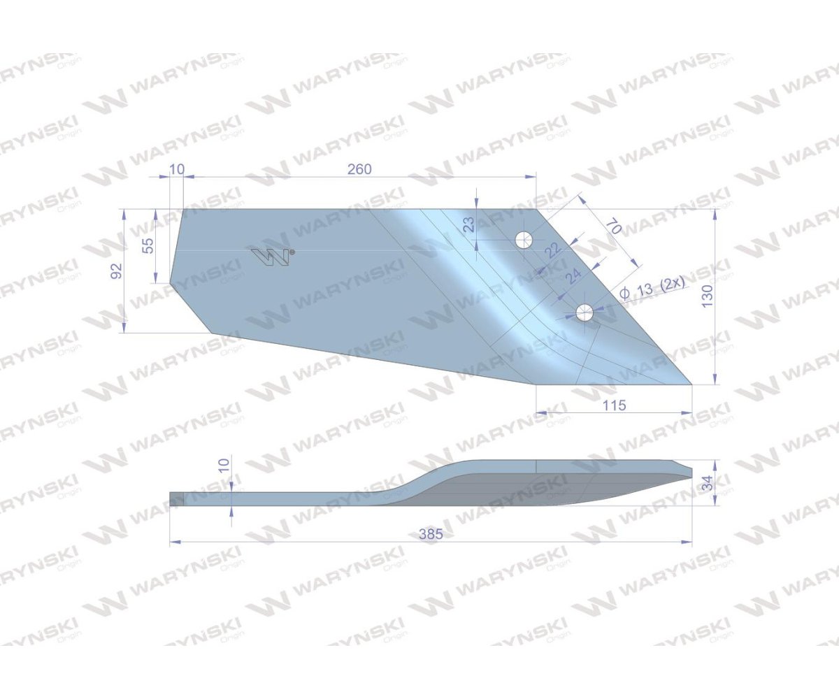 Lemiesz wygięty długi lewy zastosowanie Lemken Smaragd Waryński
