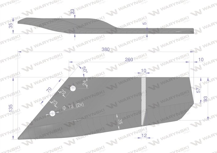 Lemiesz wygięty długi lewy zastosowanie Lemken Smaragd Napawane Waryński