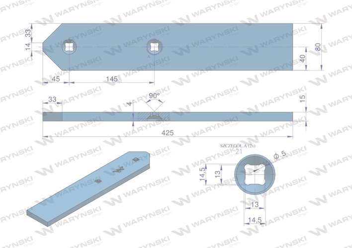 Płoza średniej długości 3401570 zastosowanie A1VL Lemken stal borowa WARYŃSKI