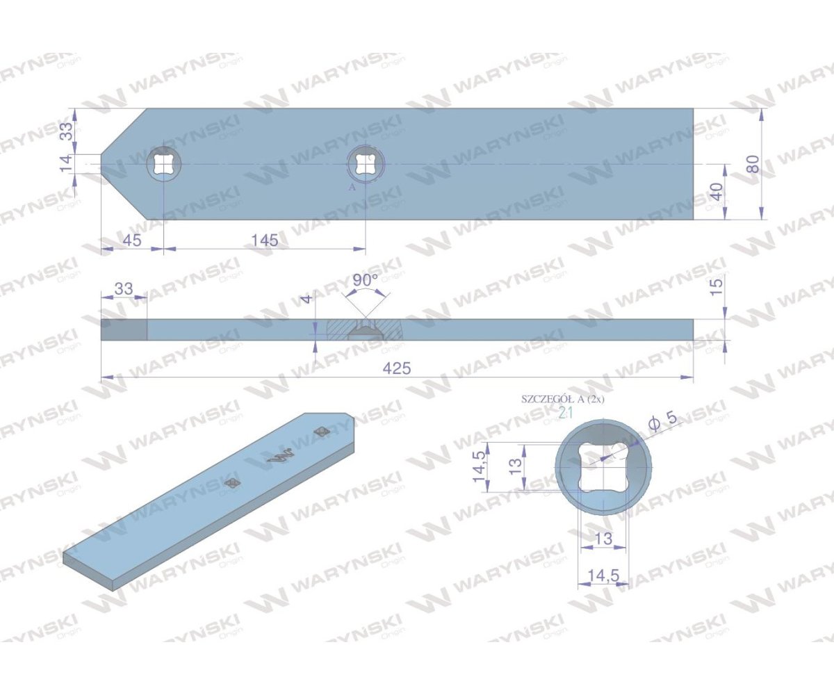 Płoza średniej długości 3401570 zastosowanie A1VL Lemken stal borowa WARYŃSKI