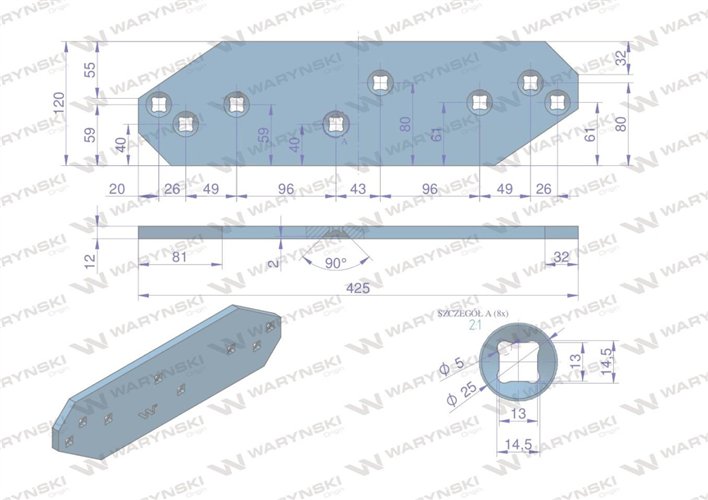 Płoza krótka prawa 3401860 zastosowanie WS2V Lemken stal borowa WARYŃSKI