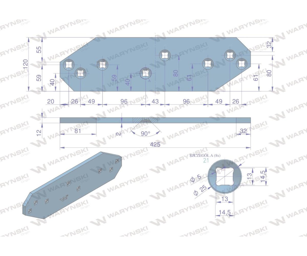 Płoza krótka prawa 3401860 zastosowanie WS2V Lemken stal borowa WARYŃSKI