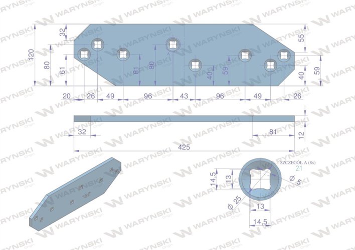 Płoza krótka lewa 3401861 zastosowanie WS2V Lemken stal borowa WARYŃSKI
