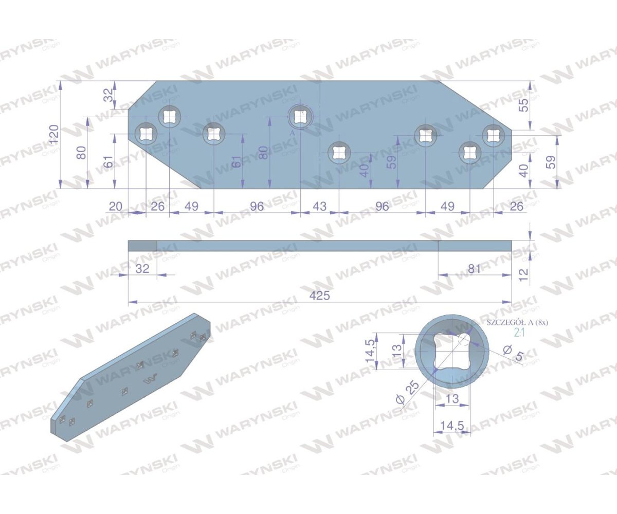 Płoza krótka lewa 3401861 zastosowanie WS2V Lemken stal borowa WARYŃSKI