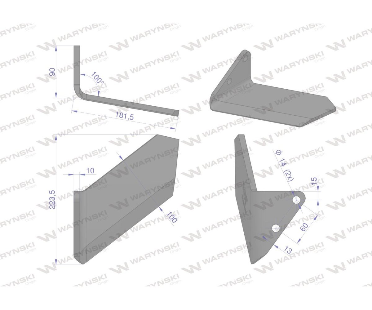 Lemiesz agregatu podorywkowego szeroki lewy zastosowanie Horsch Terrano stal borowa Waryński