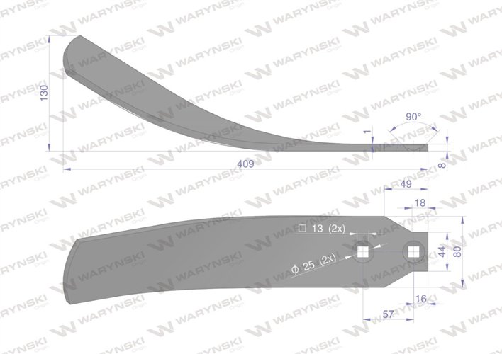 Osłona grządzieli długa lewa zastosowanie Horsch Terrano stal borowa Waryński