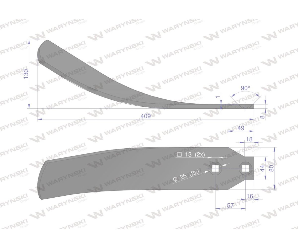 Osłona grządzieli długa lewa zastosowanie Horsch Terrano stal borowa Waryński