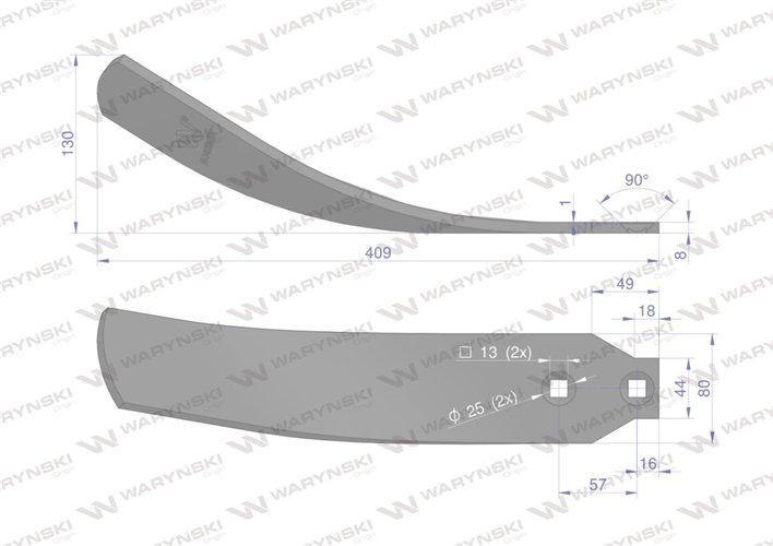 Osłona grządzieli długa prawa zastosowanie Horsch Terrano stal borowa Waryński