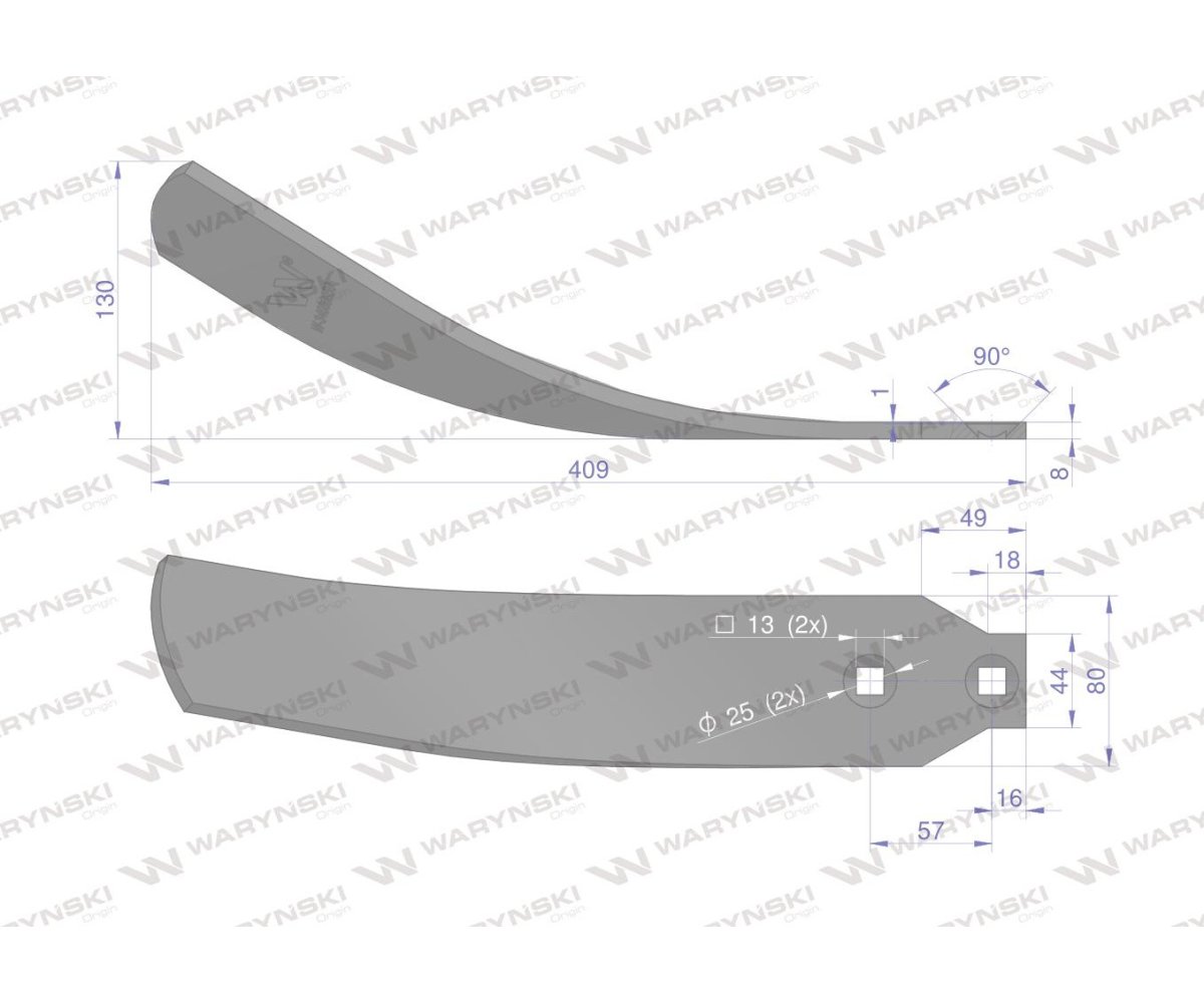 Osłona grządzieli długa prawa zastosowanie Horsch Terrano stal borowa Waryński