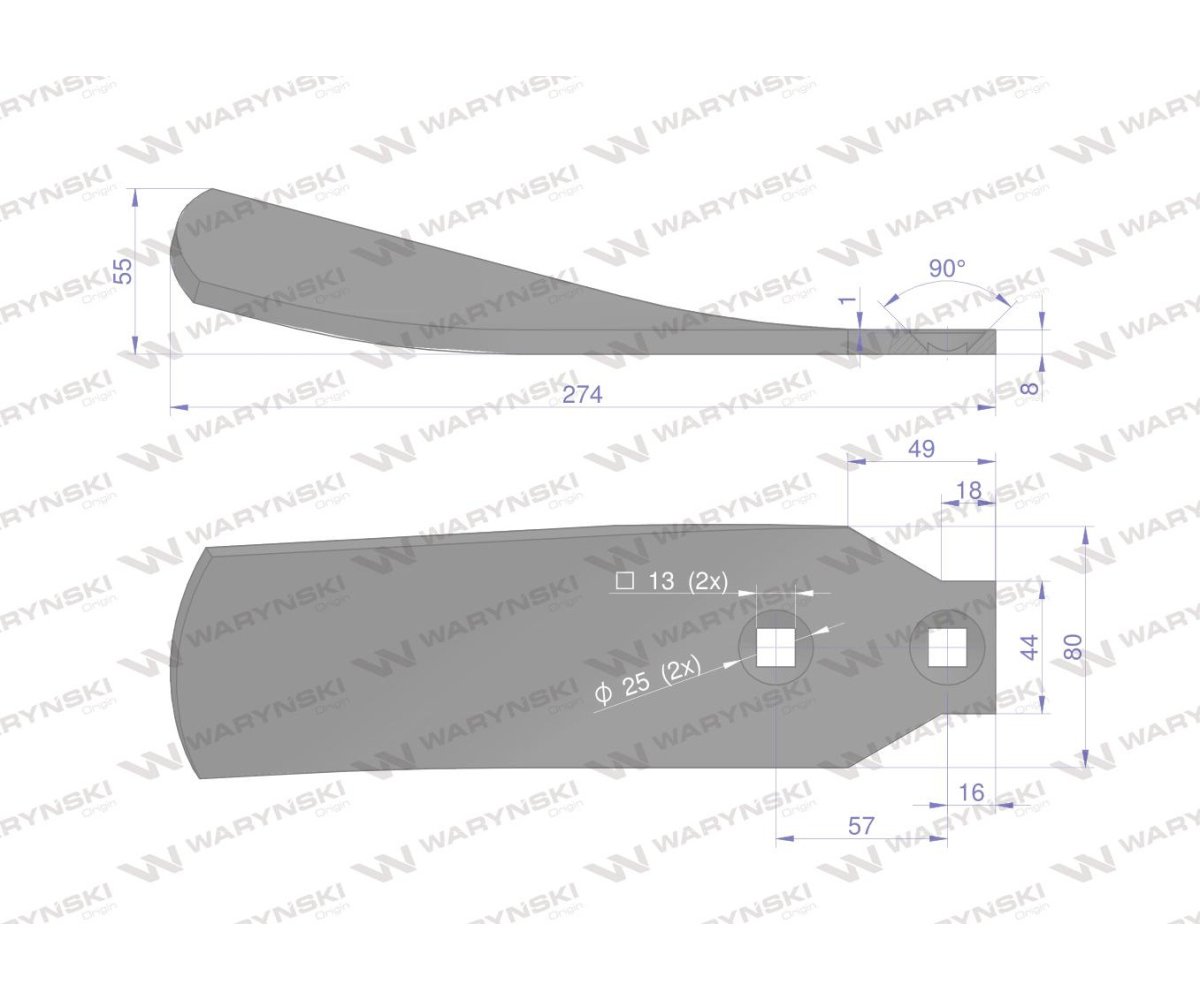 Osłona grządzieli krótka lewa zastosowanie Horsch Terrano stal borowa Waryński