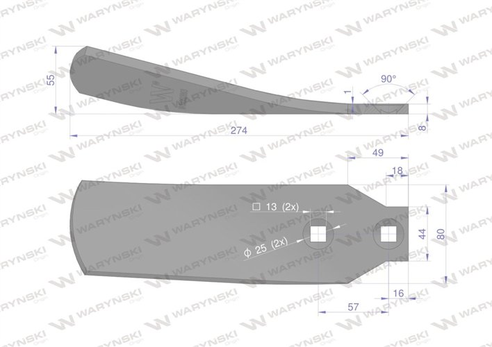 Osłona grządzieli krótka prawa zastosowanie Horsch Terrano stal borowa Waryński