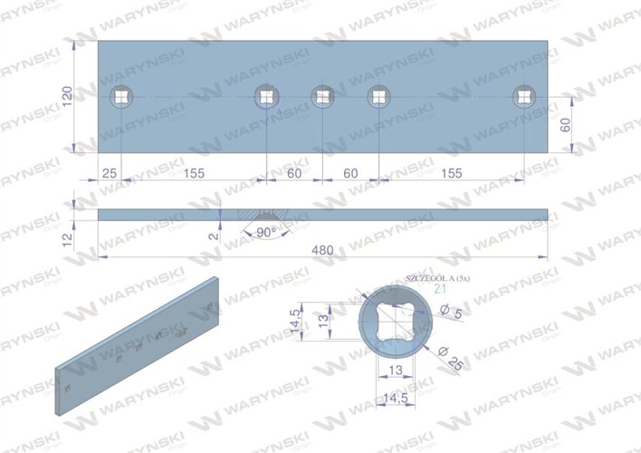 Płoza prawa/lewa 3411450 zastosowanie A48 Lemken stal borowa WARYŃSKI