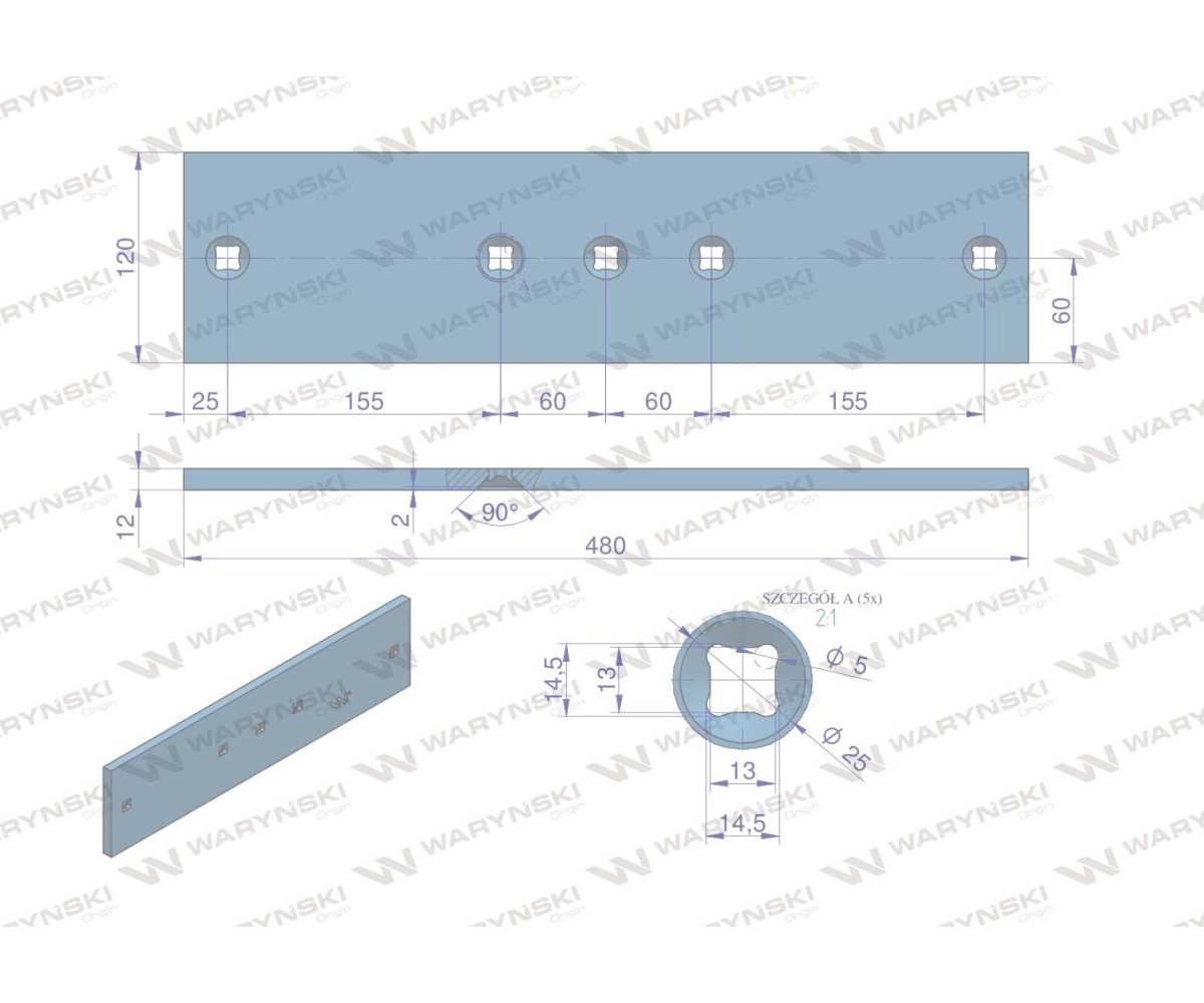 Płoza prawa/lewa 3411450 zastosowanie A48 Lemken stal borowa WARYŃSKI