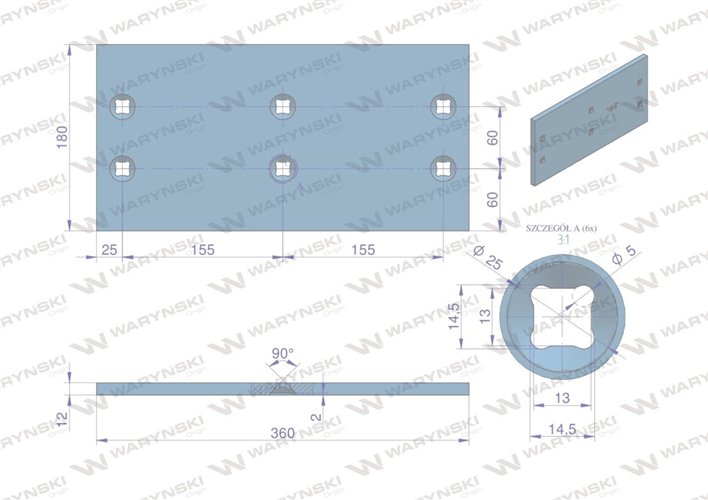 Płoza długa prawa/lewa 3411508 zastosowanie A36H Lemken stal borowa WARYŃSKI
