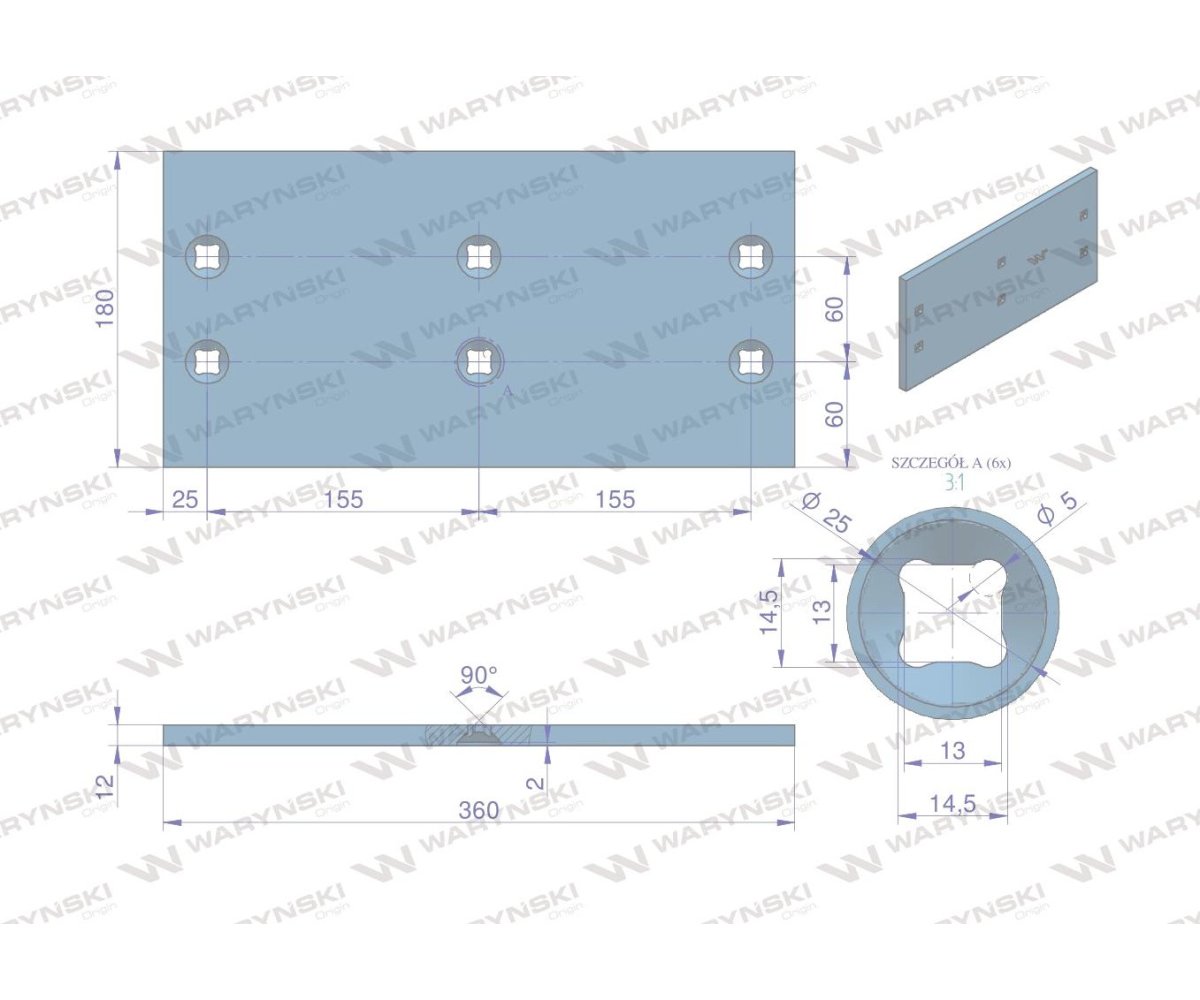 Płoza długa prawa/lewa 3411508 zastosowanie A36H Lemken stal borowa WARYŃSKI