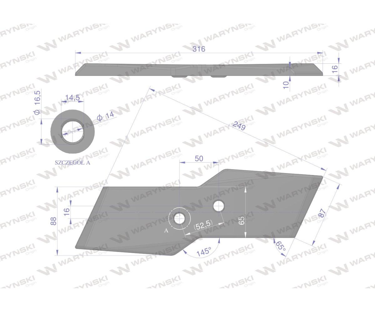 Dłuto prawe, nakładka lemiesza obracalna prawa 622128 zastosowanie Kuhn Waryński