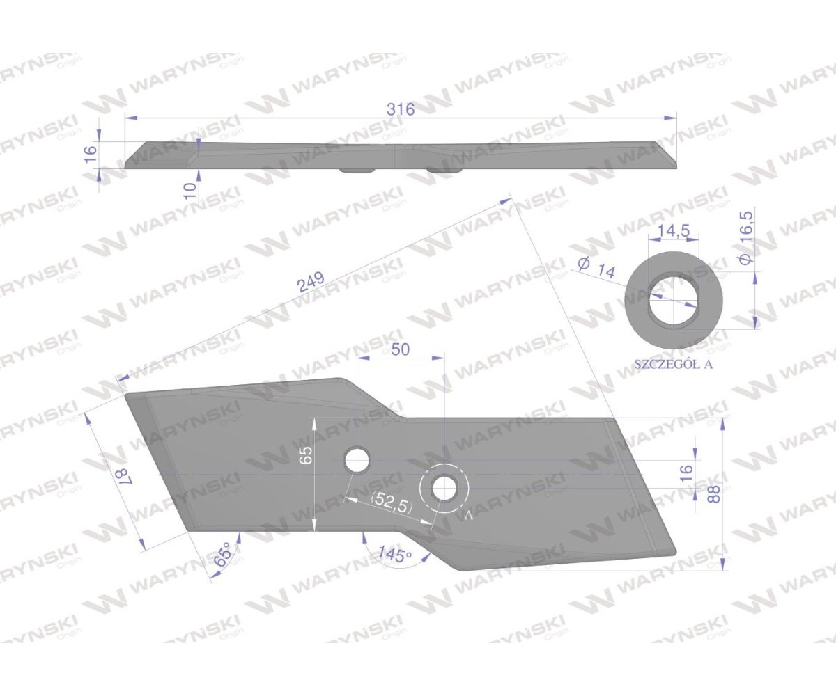 Dłuto lewe, nakładka lemiesza obracalna lewa 622129 zastosowanie Kuhn Waryński