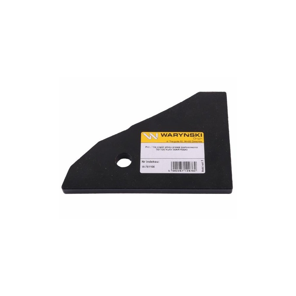 Przednia część płozy prawa zastosowanie 761106 Kuhn stal borowa WARYŃSKI