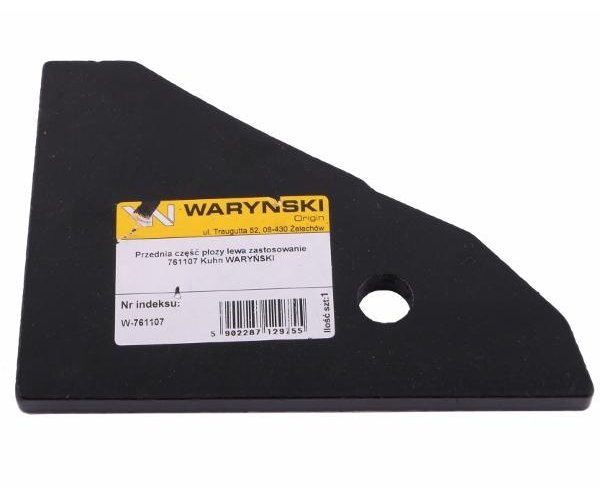 Przednia część płozy lewa zastosowanie 761107 Kuhn stal borowa WARYŃSKI