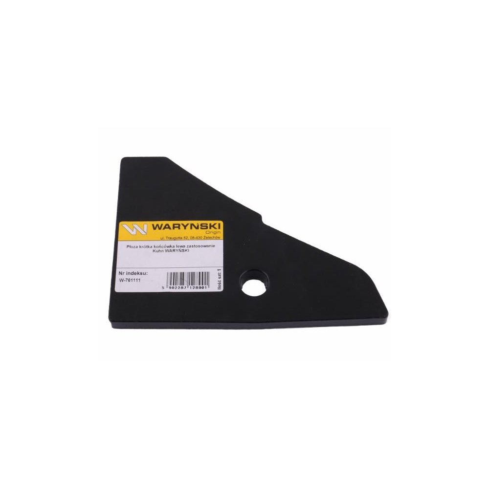 Płoza krótka końcówka lewa zastosowanie Kuhn stal borowa WARYŃSKI