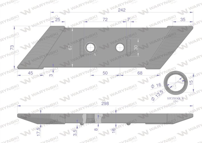 Dłuto. nakładka lemiesza obracalna prawa zamiennik Vogel&Noot PK801101 Pług stal borowa Napawane WARYŃSKI