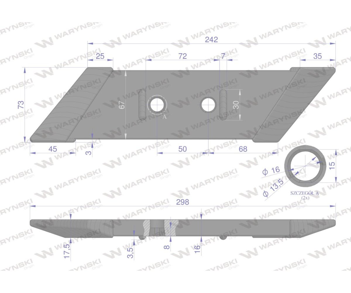 Dłuto. nakładka lemiesza obracalna prawa zamiennik Vogel&Noot PK801101 Pług stal borowa Napawane WARYŃSKI