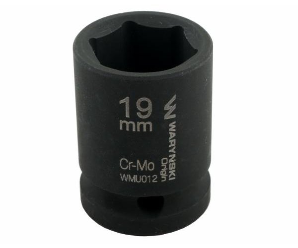 Nasadka udarowa sześciokątna 1/2". 19 mm. CrMo. DIN 3129. Waryński