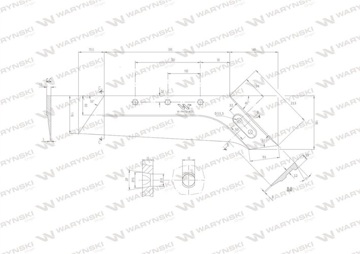 Eurolemiesz lewy 16" zastosowanie Vogel & Noot WSM 40 stal borowa WARYŃSKI