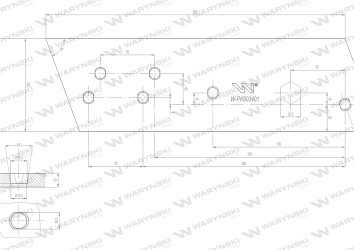 Płóz krótki prawy zastosowanie Vogel & Noot stal borowa WARYŃSKI