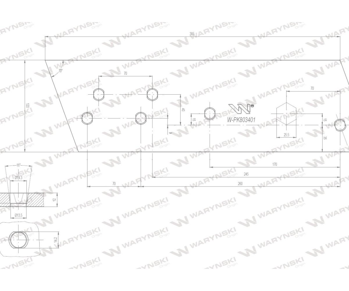 Płóz krótki prawy zastosowanie Vogel & Noot stal borowa WARYŃSKI