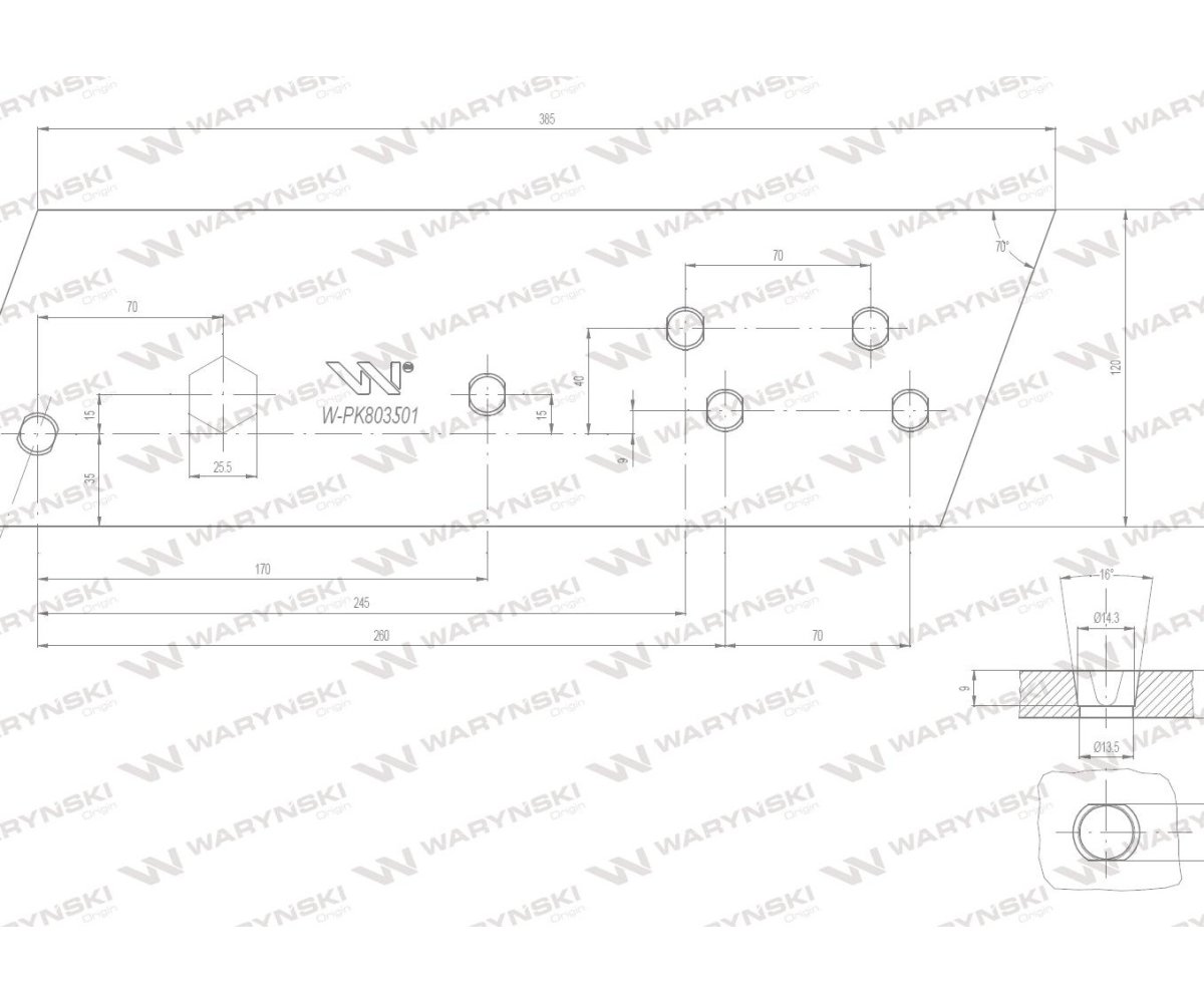 Płóz krótki lewy zastosowanie Vogel & Noot stal borowa WARYŃSKI