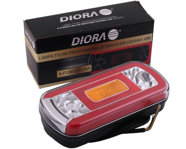 Lampa tylna zespolona prostokątna 6-funkcyjna ze światłem cofania DIO004 LED DIORA