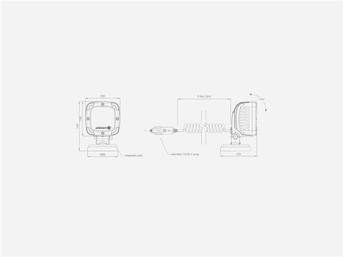 Lampa robocza aluminiowa 9-diodowa 2800Lm mocowanie magnes DIO008 LED DIORA