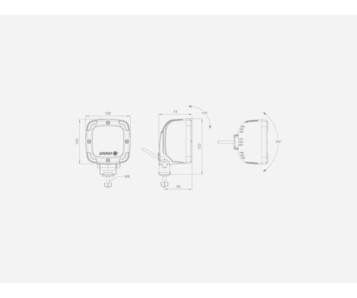 Lampa robocza 9-diodowa 1300Lm mocowanie śruba DIO009 LED DIORA