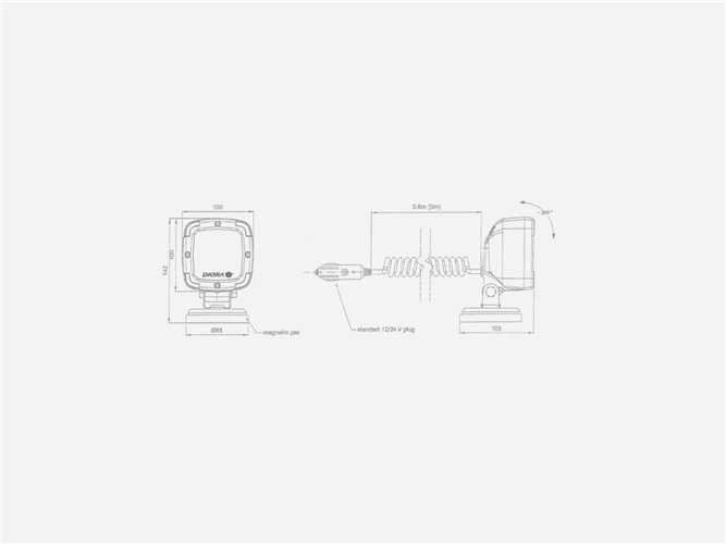 Lampa robocza 9-diodowa 1300Lm mocowanie magnes DIO010 LED DIORA