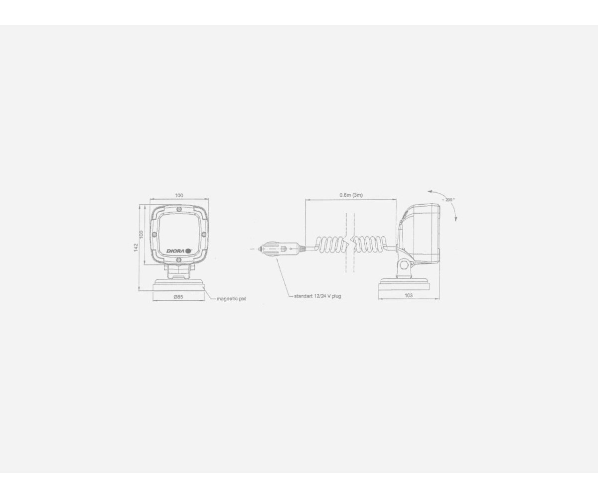 Lampa robocza 9-diodowa 1300Lm mocowanie magnes DIO010 LED DIORA