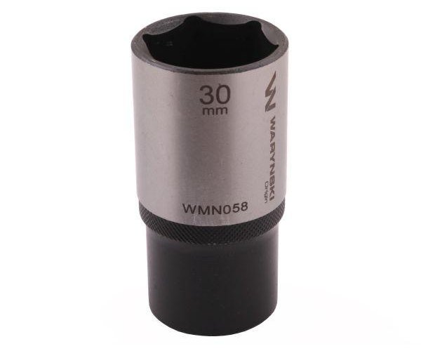 Nasadka sześciokątna 1/2". 30 mm. długa. CrV50BV30. DIN 3124. Waryński