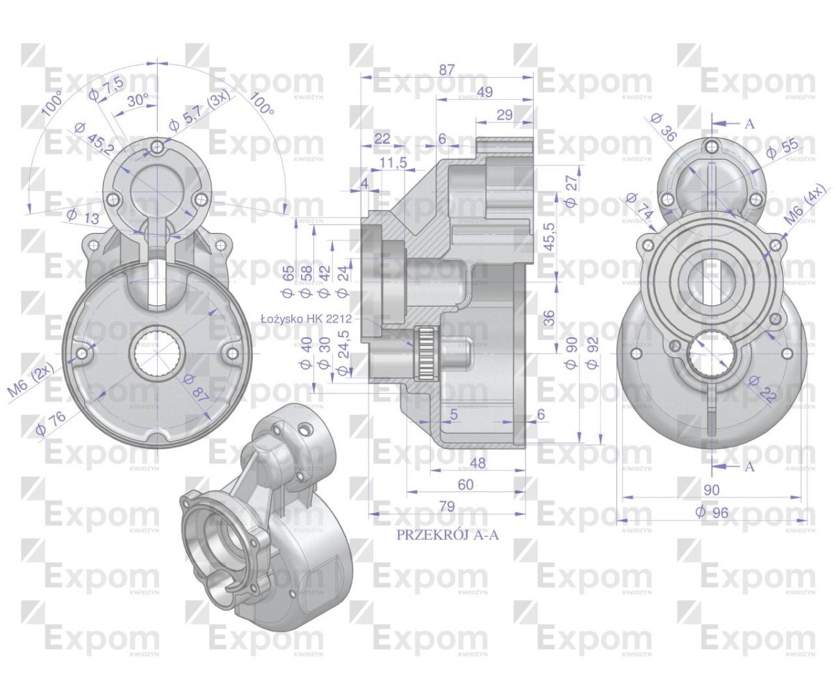 Obudowa przekładni rozrusznika typu Magneton 9142722 Blue Line EXPOM KWIDZYN