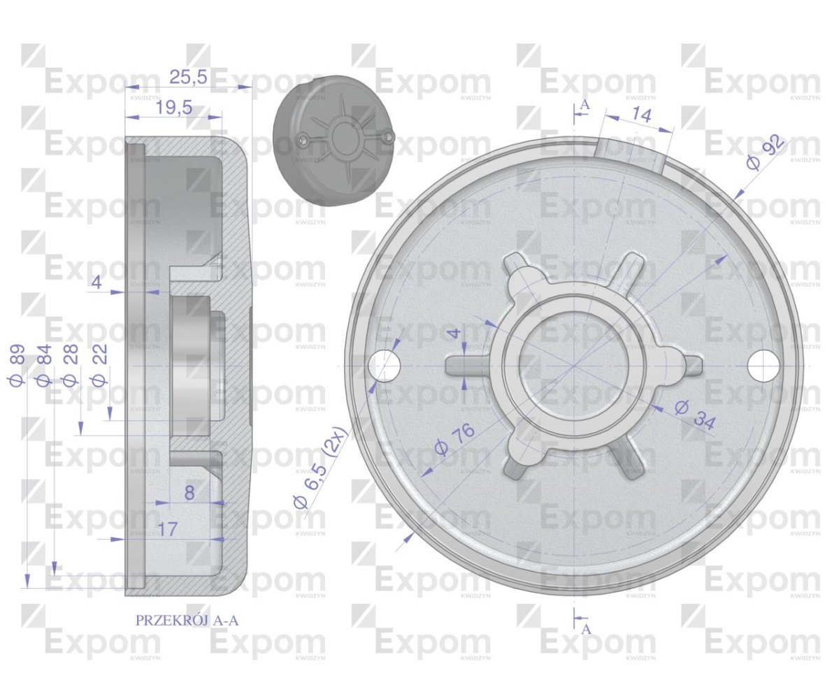 Pokrywa tylna szczotkotrzymacza rozrusznika typu Magneton 9172742.24V Blue Line EXPOM KWIDZYN