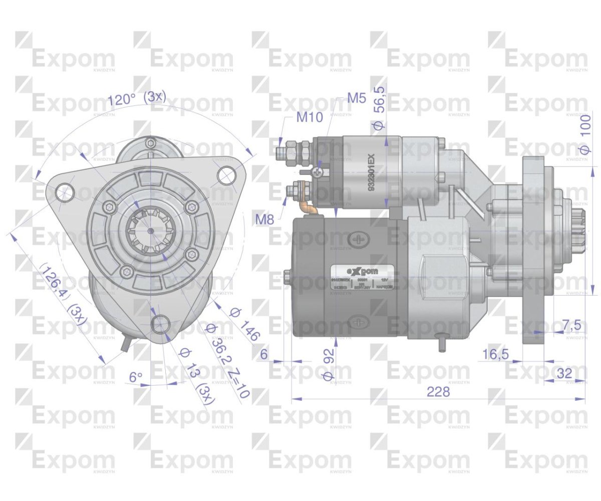 Rozrusznik z reduktorem typu Magneton T25 MTZ Blue Line EXPOM KWIDZYN