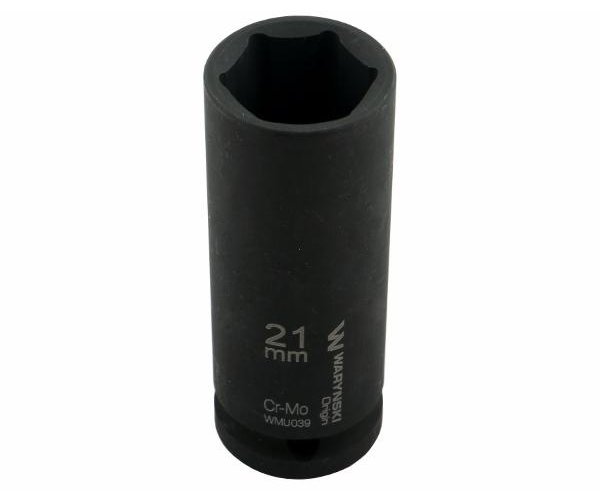 Nasadka udarowa sześciokątna długa 1/2". 21 mm. CrMo. DIN 3129. Waryński