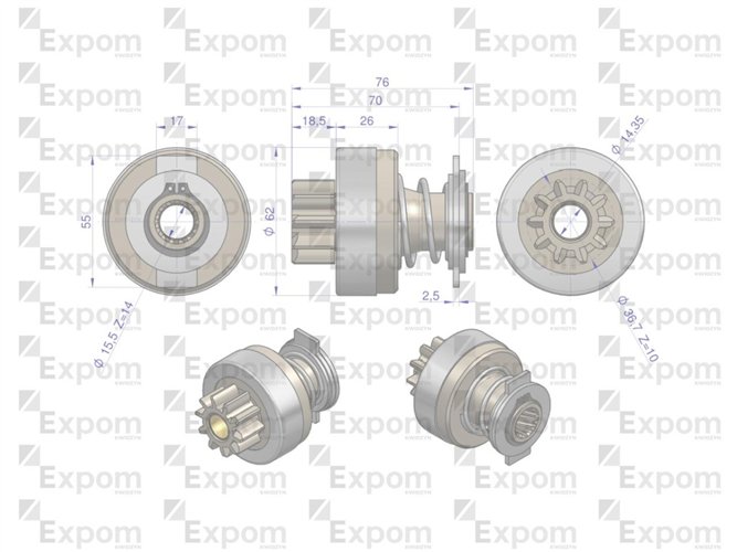 Zespół sprzęgający rozrusznika MSX170EX AZE4217. IS1315 (16.912.397)