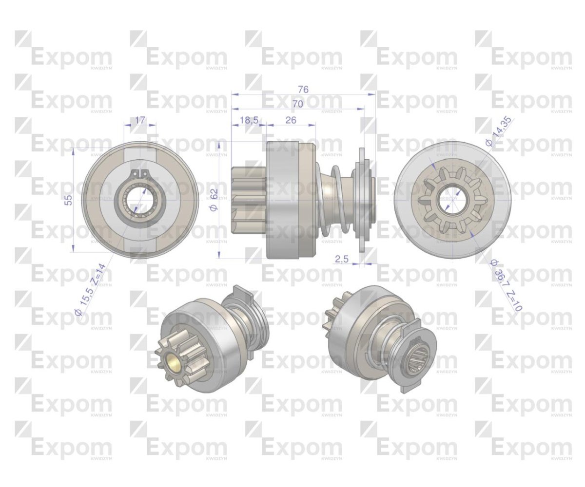 Zespół sprzęgający rozrusznika MSX170EX AZE4217. IS1315 (16.912.397)