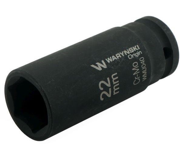 Nasadka udarowa sześciokątna długa 1/2". 22 mm. CrMo. DIN 3129. Waryński