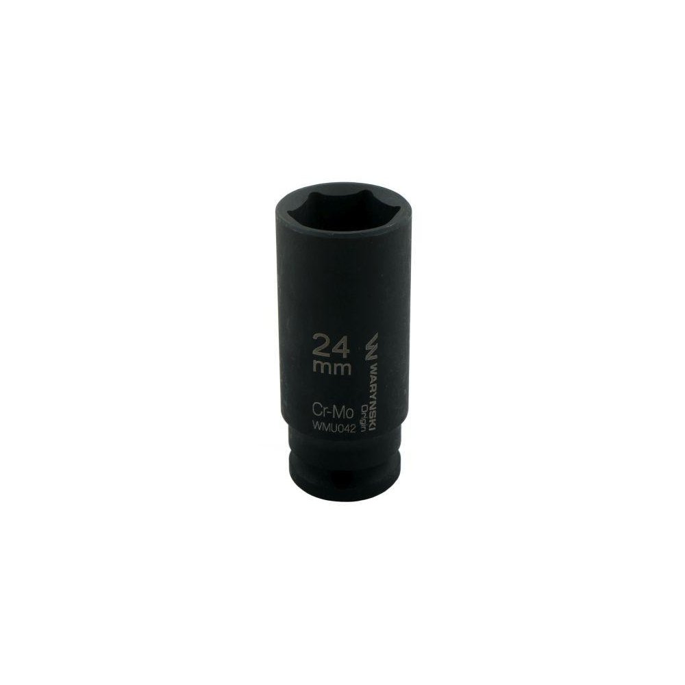 Nasadka udarowa sześciokątna długa 1/2". 24 mm. CrMo. DIN 3129. Waryński