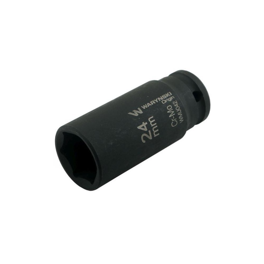 Nasadka udarowa sześciokątna długa 1/2". 24 mm. CrMo. DIN 3129. Waryński